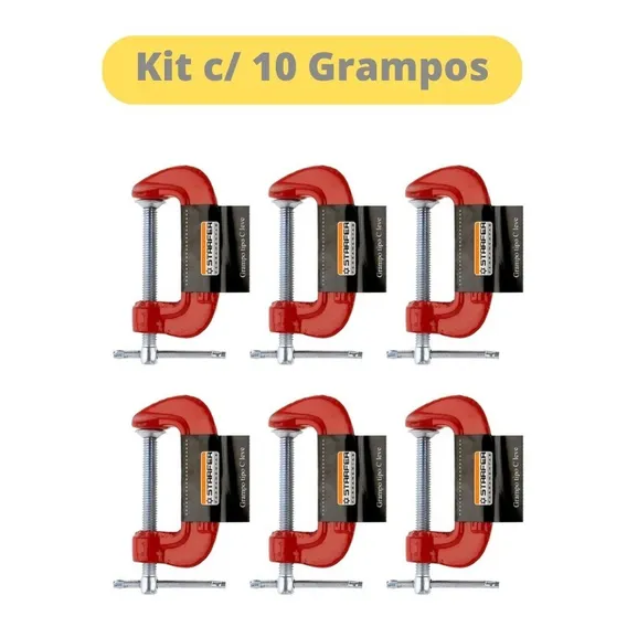 Kit Com 10 Grampos Tipo C Leve 2 Polegadas Starfer Foto 1