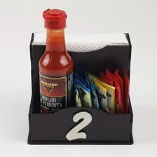 Kit Com 10 Pçs Porta Guardanapo E Saches Numeradas Em Mdf Foto mini 3