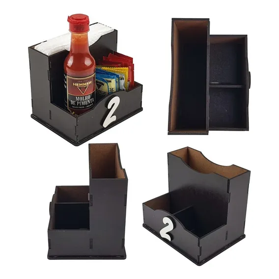 Kit Com 10 Pçs Porta Guardanapo E Saches Numeradas Em Mdf Foto 1