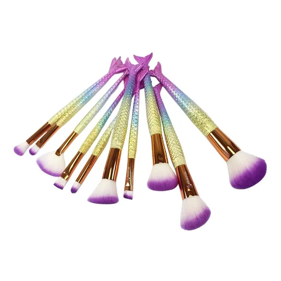 Kit Com 10 Pincéis Sereia Para Maquiagem Foto 1