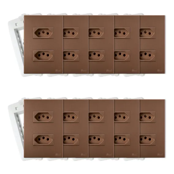 Kit Com 10 Tomadas Dupla 20a 4x2 Corten Fosca Blux Recta Foto 1