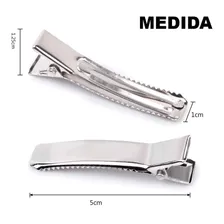 Kit Com 100 Bico Pato Presilha Jacare 5,0 Cm Prata Cor Niquel Foto mini 4