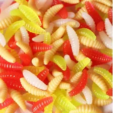 Kit Com 100 Iscas Artificiais Larva Bichinho Laranja Tilapia Cor Conforme As Fotos - Sku 014 Foto mini  3