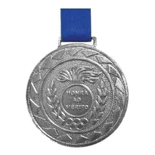Kit Com 100 Medalhas De Prata M36 Honra Ao Mérito Fita Azul Foto  mini 1