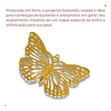 Kit Com 100 Pingentes Borboleta Vazada 49x36mm Em Ferro Cor Dourado Foto mini 4