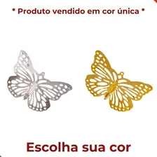 Kit Com 100 Pingentes Borboleta Vazada 49x36mm Em Ferro Cor Dourado Foto mini  2