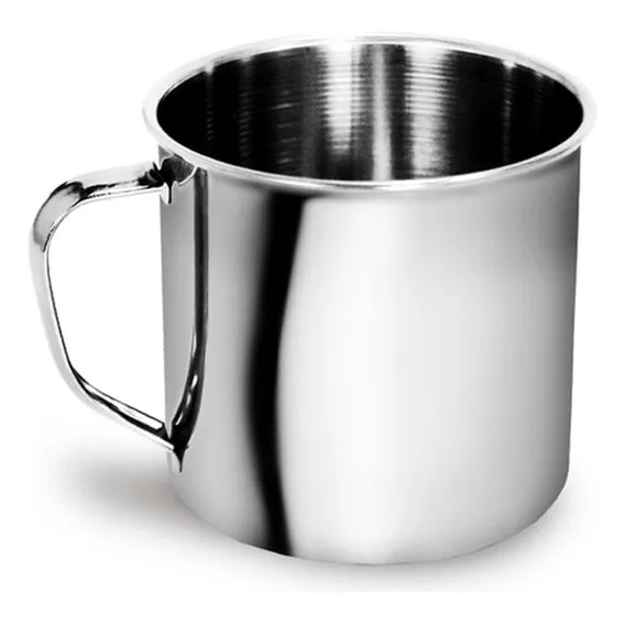 Kit Com 12 Canecas 100% Em Aço Inoxidavel Com Alça De 600 Cor Inox Liso Foto 1