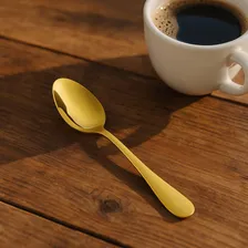 Kit Com 12 Colheres De Café Ou Chá Em Inox Valentina 10cm Dourada Foto mini  2