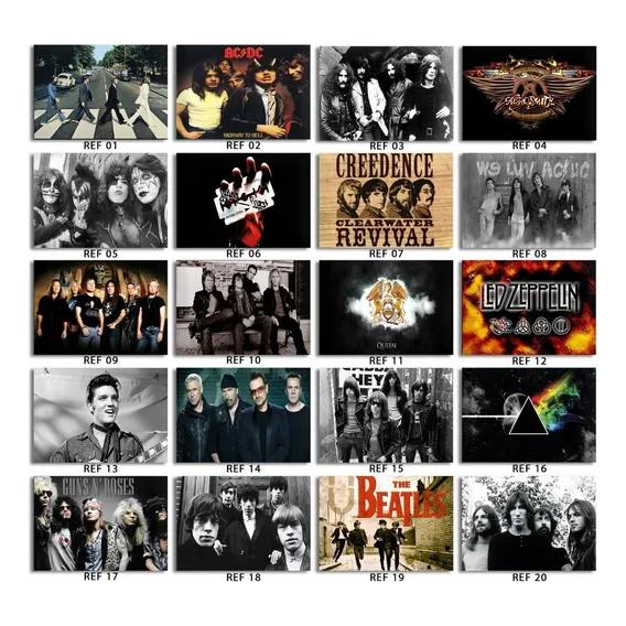 Kit Com 12 Placas Quadros Rock Heavy Metal Clássico 15 X 20 Pedra Foto 1