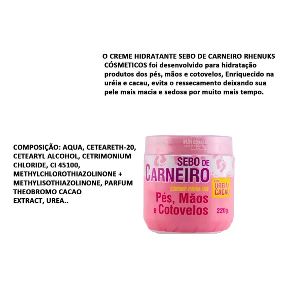 Kit Com 12 Unid Hidratante Sebo Carneiro Rhenuks Mãos E Pés Foto 1