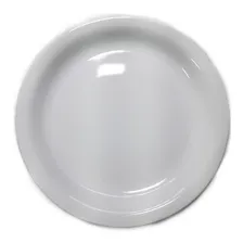 Kit Com 12 Unidades De Pratos Raso Em Ceramica Branco Liso Cor Branco Foto  mini 1