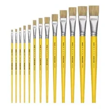 Kit Com 13 Pinceis Artesanato Chato 815 Cerda Natural Tigre Foto  mini 1
