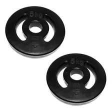 Kit Com 2 Anilhas Injetadas Emar De 5 Kg Cada Furo Olímpico Foto  mini 1
