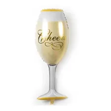 Kit Com 2 Balões Metalizados Garrafa E Taça Champagne Festa Foto mini  3