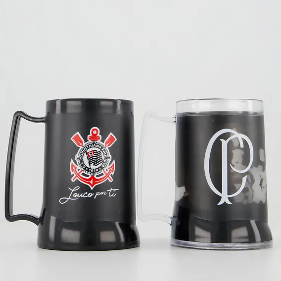 Kit Com 2 Canecas Em Gel Corinthians Preta Foto 1