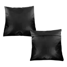 Kit Com 2 Capas Para Almofadas 30x30cm Em Corino Cor Preto Liso Foto  mini 1