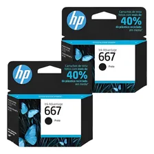 Kit Com 2 Cartuchos Hp 667 Preto 2ml - 3ym79ab Foto  mini 1