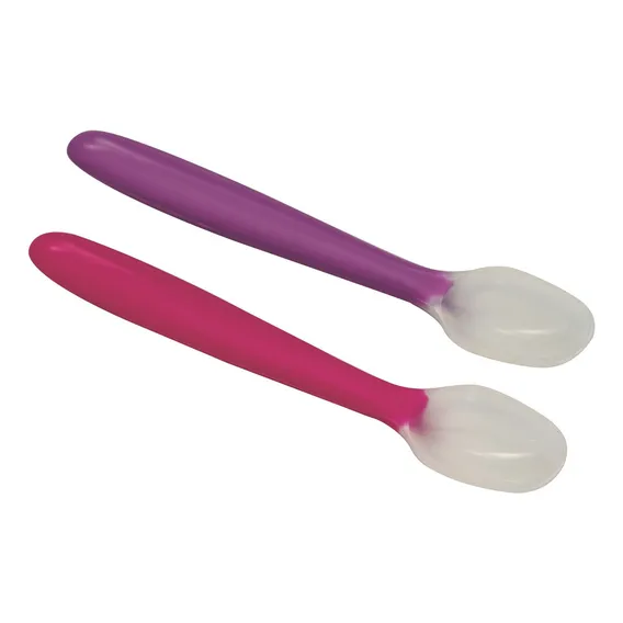 Kit Com 2 Colheres De Silicone Flexíveis Rosa - Kababy Foto 1