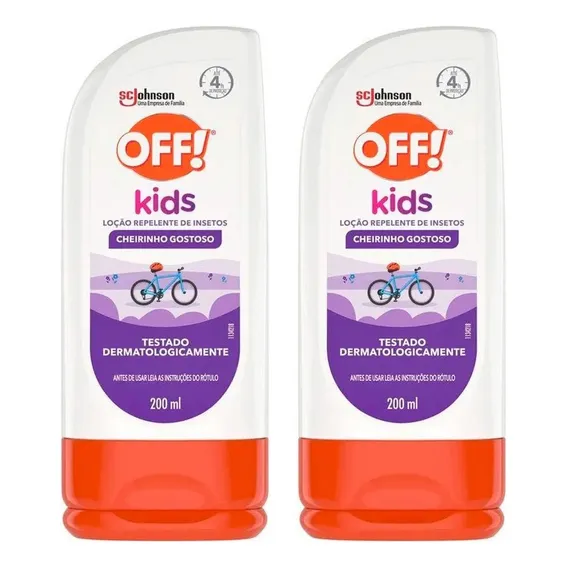 Kit Com 2 Loção Repelente Off Kids 200ml - Contra Dengue Foto 1