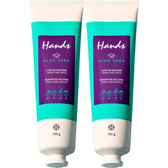 Kit Com 2 Luva De Silicone Hands Com Aloe Vera 100g - Hinode Foto 1