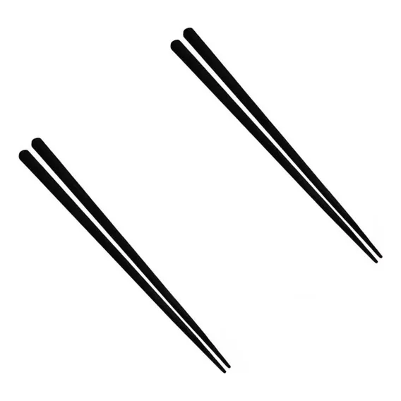 Kit Com 2 Pares De Hashi P/ Sushi Sashimi Miojo Reutilizável Cor Preto Lisa Foto 1