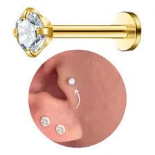 Kit Com 2 Piercings Tragos Aço Cirurgico Ponto Luz Dourado Foto mini  3