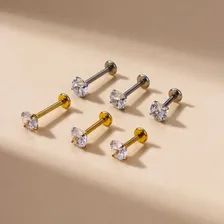 Kit Com 2 Piercings Tragos Aço Cirurgico Ponto Luz Dourado Foto mini 4
