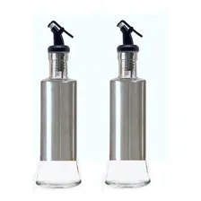 Kit Com 2 Porta Azeite Vinagre Vidro Inox Com Bico Dosador Foto mini 2