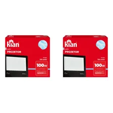Kit Com 2 Refletores Kian 100w 6500k Branca Fria 6000 Lumens Foto  mini 1