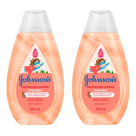 Kit Com 2 Shampoo Johnsons Baby Cachos Dos Sonhos 200ml Foto 1