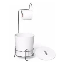Kit Com 2 Suporte Papel Higiênico Com Lixeira Branca N304-42 Foto mini 2