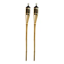Kit Com 2 Tochas De Bambu Iluminação Decoração Luau Foto mini 1