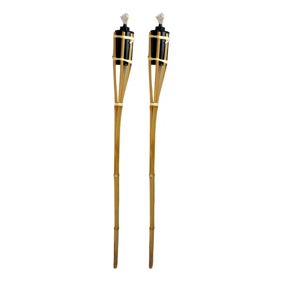 Kit Com 2 Tochas De Bambu Iluminação Decoração Luau Foto 1