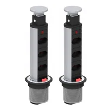 Kit Com 2 Torres De 3 Tomadas Multiplug Embutir Mesa Cor Cinza Foto mini 1