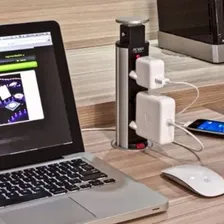 Kit Com 2 Torres De 3 Tomadas Multiplug Embutir Mesa Cor Cinza Foto mini 3