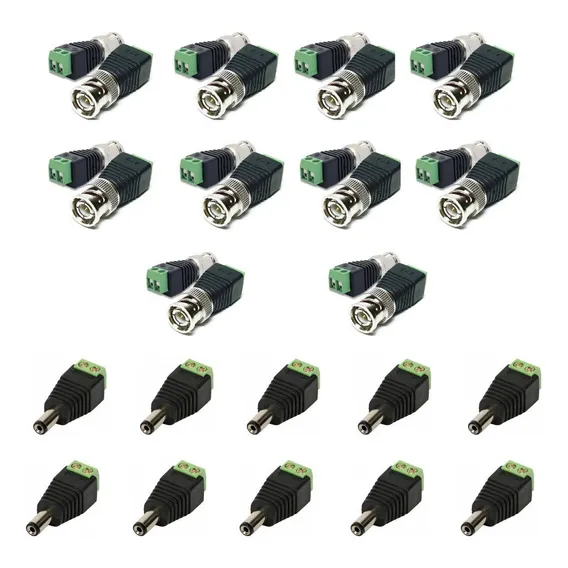 Kit Com: 20 Conector Bnc Borne E 10 Conector P4 Macho Foto 1