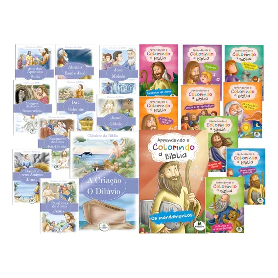 Kit Com 20 Livros Bíblicos - 10 Para Colorir E 10 Para Ler Foto 1