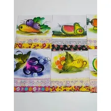 Kit Com 20 Panos De Prato Pintado A Mão Com Bico Inglês. Cor Branco Liso Foto  mini 1