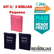 Kit Com 3 Biblias Sagradas Pequena Ziper Foto mini 1