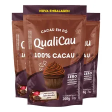Kit Com 3 Cacau Em Pó Alcalino 100% Qualicôco 200g Foto  mini 1