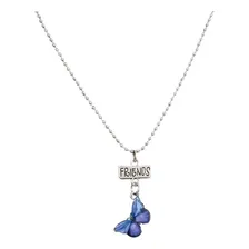 Kit Com 3 Colares Borboleta Melhores Amigas Best Friends Cor Azul Foto mini 4