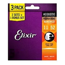 Kit Com 3 Encordoamentos Elixir 011 Phospor Bronzeviolão Aço Foto mini 3
