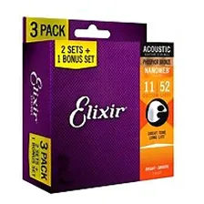 Kit Com 3 Encordoamentos Elixir 011 Phospor Bronzeviolão Aço Foto mini 1
