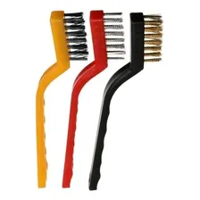 Kit Com 3 Escovas De Aço Latão Nylon Para Limpeza Remoção Foto  mini 1