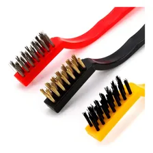 Kit Com 3 Escovas De Aço Latão Nylon Para Limpeza Remoção Foto mini  2