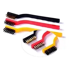 Kit Com 3 Escovas De Aço Latão Nylon Para Limpeza Remoção Foto mini  3