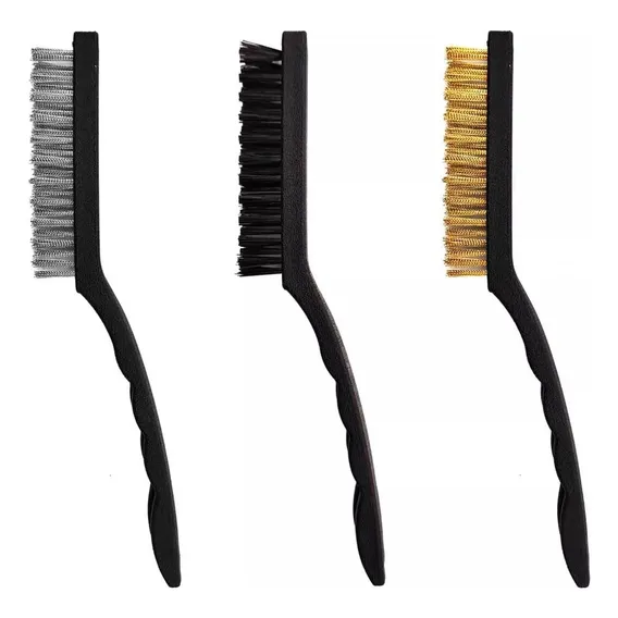 Kit Com 3 Escovas Profissionais Cerdas De Aço Latão E Nylon Foto 1