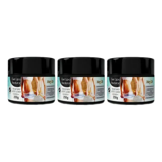 Kit Com 3 Gel Lipo Redutor Termo Ativado 250g - Mary Life Foto 1