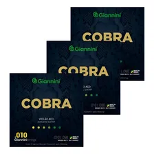 Kit Com 3 Jogos De Cordas Giannini Cobra Violão Aço 010 Foto  mini 1