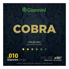 Kit Com 3 Jogos De Cordas Giannini Cobra Violão Aço 010 Foto mini  3